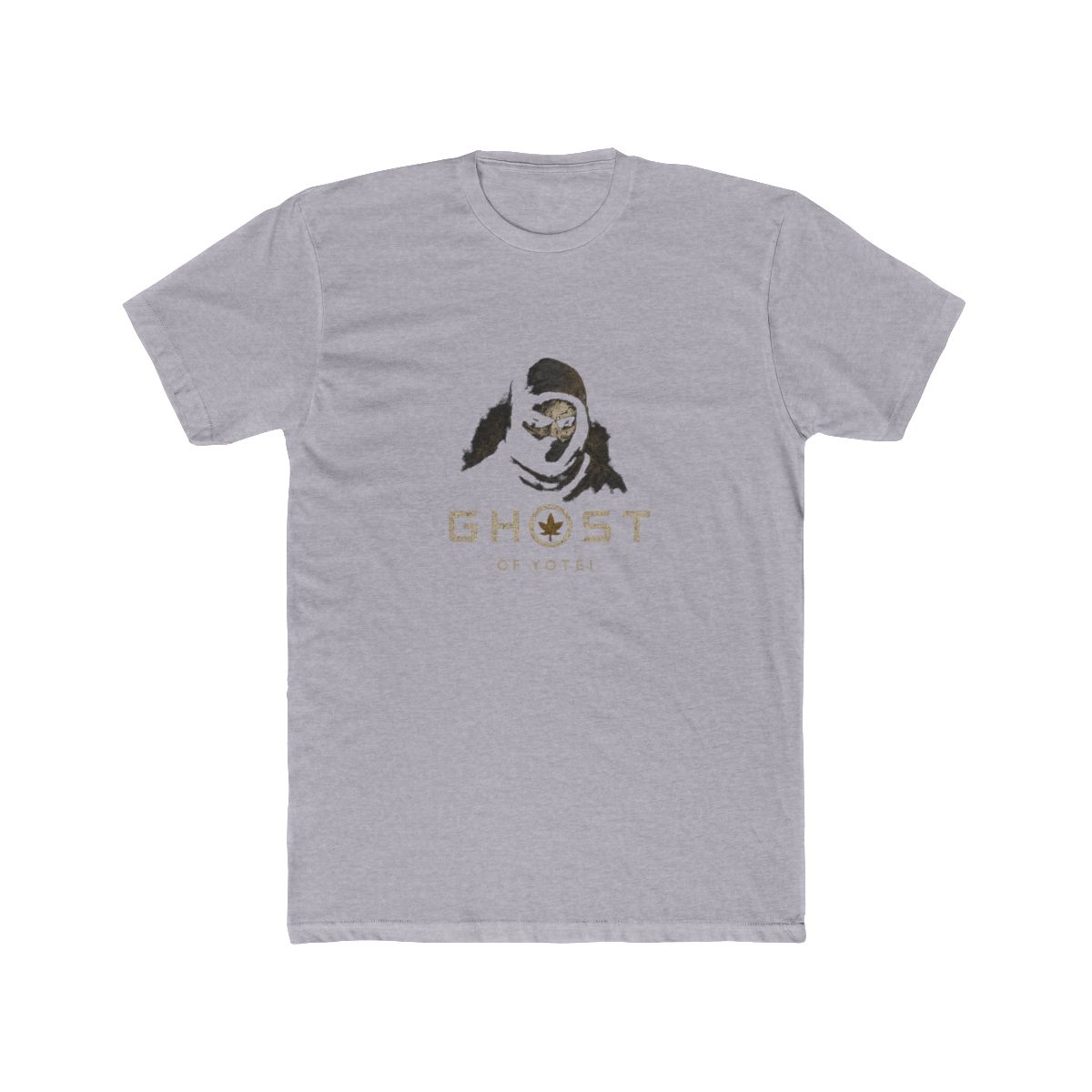 Dark grey T Shirt with a graphic of a masked figure and the white text "GHOST OF YOTEI". The design includes a circular emblem with a leaf. The shirt has a vintage, worn appearance - alternate angle 4, merchandise