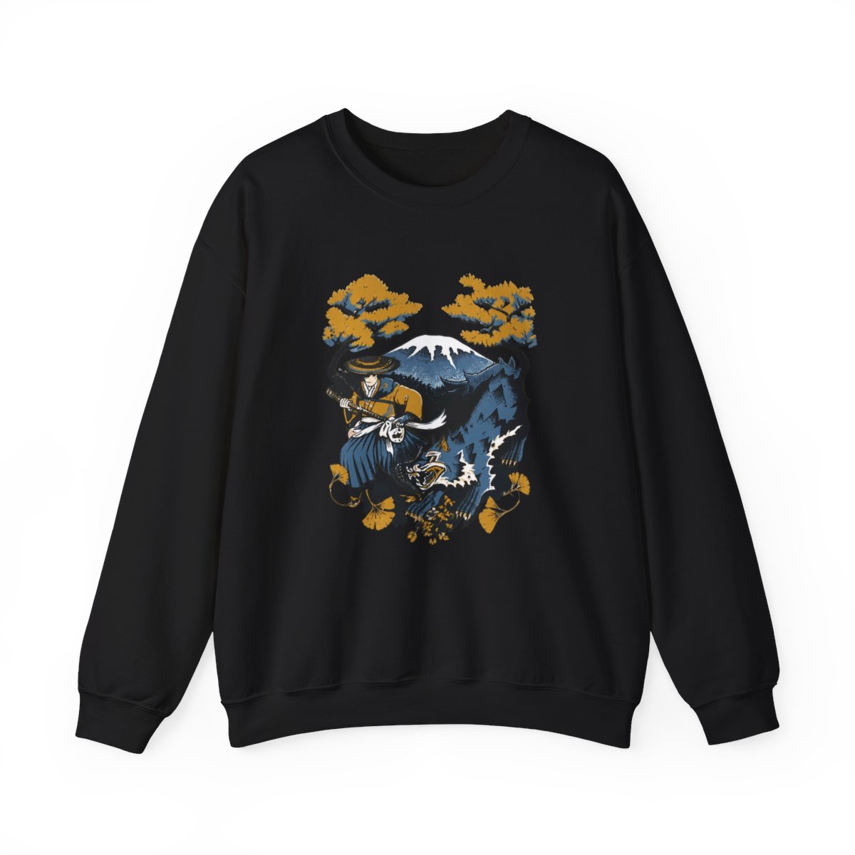 Ghost of Yotei Black Sweatshirt - Atsu, Wolf & Mount Yotei - alternate angle 3, merchandise